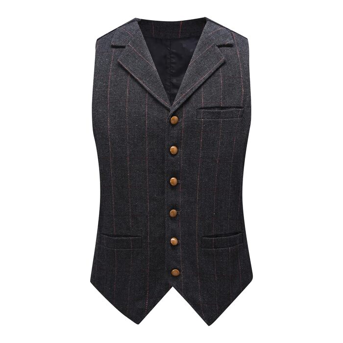 Чоловіча жилетка в клітинку 'Риб'яча клітка' - костюмна жилетка, чорна, розмір XXL