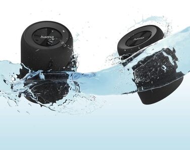 Hama Twin: Набір 2 Bluetooth колонок 30W, водонепроникні (IP67), чорні. Портативні, плавучі, до 10 годин роботи. True Wireless Stereo.
