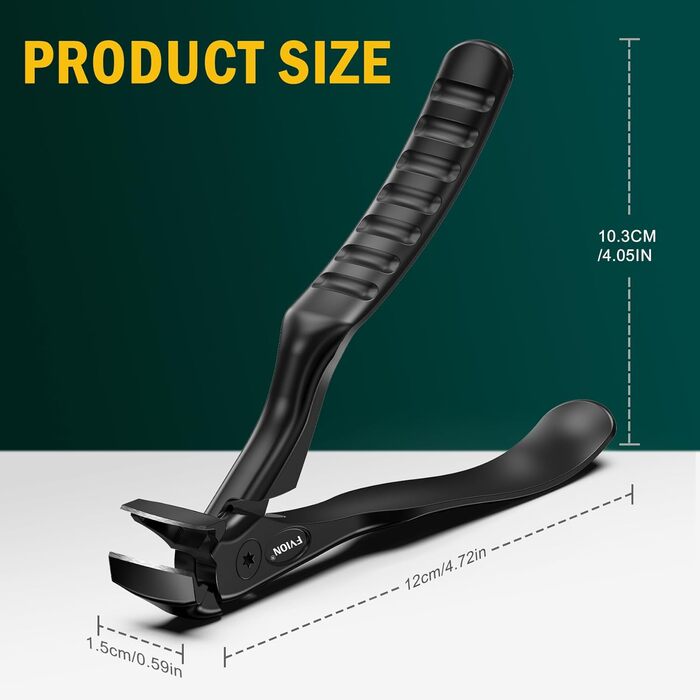 Набір для стрижки нігтів FVION для людей похилого віку – кусачки для товстих нігтів, довгий руків'я, для чоловіків та жінок (чорний)