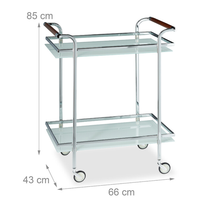 Relaxdays Serving Trolley Milk Glass