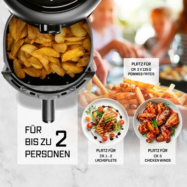 Фритюрниця повітряна GOURMETmaxx 2.3л з таймером та сенсорним екраном | 8 функцій, 7 програм | Економія енергії, майже без олії | Міні-піч 1000 Вт