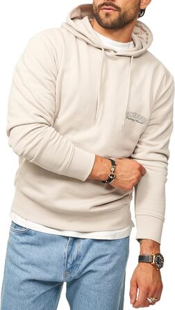 Чоловічий худі JACK & JONE з капюшоном, логотип, кремово-білий (M)