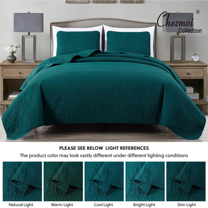 Chezmoi Collection Austin: Комплект з 3 великих пледів (Queen, Блакитно-зелений) -