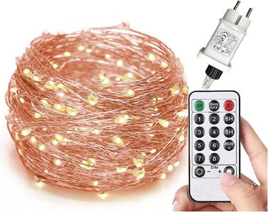 Гірлянда світлодіодна Gresonic 200/300 LED, мікро-сріблястий дріт, для декору інтер'єру та екстер'єру, тепле біле світло, 8 режимів