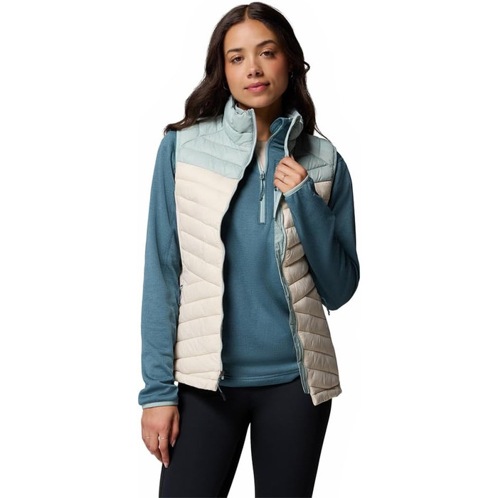 Жіночий жилет Columbia Powder Pass 3 Hybrid Puffer Vest - теплий та зручний (XL, Dark Stone, Crushed Blue)