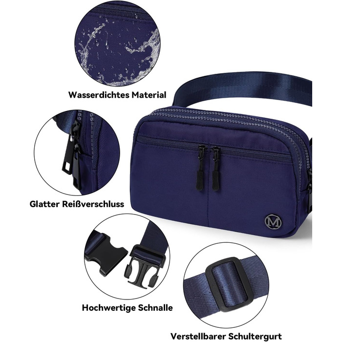 Гірчатка Mokze Bauchtasche 2L - Стильна поясна сумка для чоловіків та жінок, водонепроникна, для бігу, їзди на велосипеді, подорожей, Marineblau (Морський блакитний)