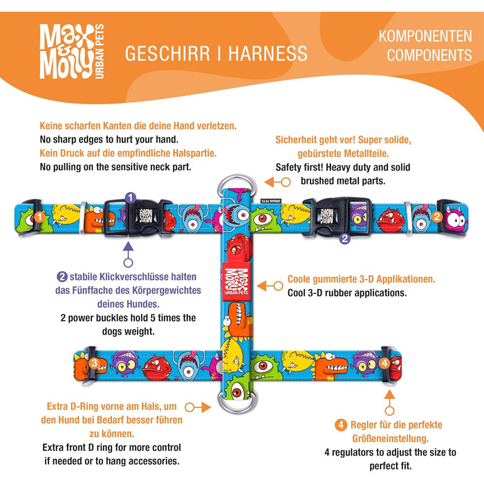 Нашийник для собак Max & Molly H-подібної форми, Ultrabequemes Geschirr Hund, Neopren, XS, Маленькі породи, М'який, Безпечний, Ultraleicht, для маленьких собак