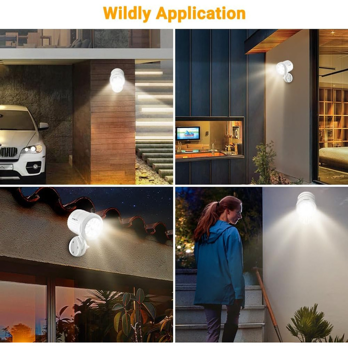 ASOFTY Motion Sensor Outdoor Battery Spotlight with Remote Control, 6 LED Wireless Battery-Powered 1000LM Spot Lamps, IP65 Waterproof Security Lamp for Garden, Garage, Indoor and Outdoor