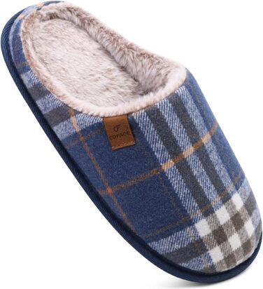 Чоловічі домашні тапочки COFACE з піною, що повертається, теплі вовняні тапочки, м'які та пухнасті, з антиковзною гумовою підошвою, розмір 40-49 (48 EU, блакитні)