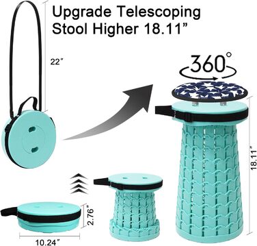 Складний стільчик Alevmoom для кемпінгу та відпочинку на природі: телескопічний, легкий, 600lbs, селадоновий