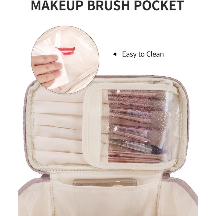 Косметичка для жінок, велика дорожня косметичка для макіяжу з відділенням для пензликів, органайзер, культик, з PU-шкіри, переносний мішечок для макіяжу, зелений (патент)