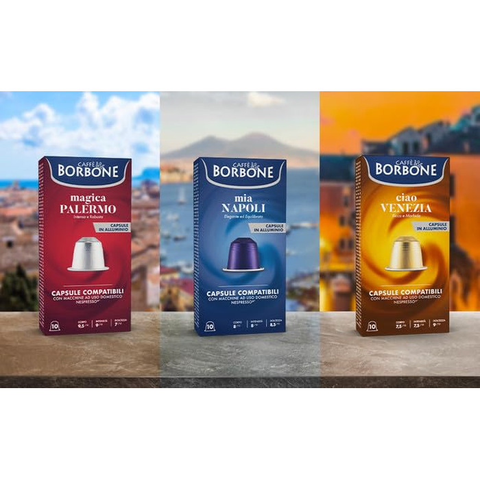 Набір кавових капсул Caffè Borbone Verkostung Kit, 90 шт. (3x30): Mia Napoli, Ciao Venezia, Magica Palermo, сумісні з Nespresso