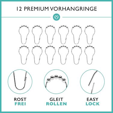 Штанга для душу без свердління з 12 кільцями - телескопічна штанга 120-215 см з нержавіючої сталі, комплект для душу та ванни, срібна