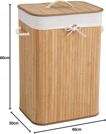 Кошик для білизни та іграшок із бамбука з кришкою, 72 л