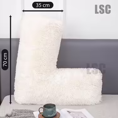 LSC Orthopedic V-Pillow, soft and fluffy Sherpa teddy fleece pillow for supporting head, neck, and back, V-shaped pregnancy and nursing pillow with hypoallergenic pillowcase.