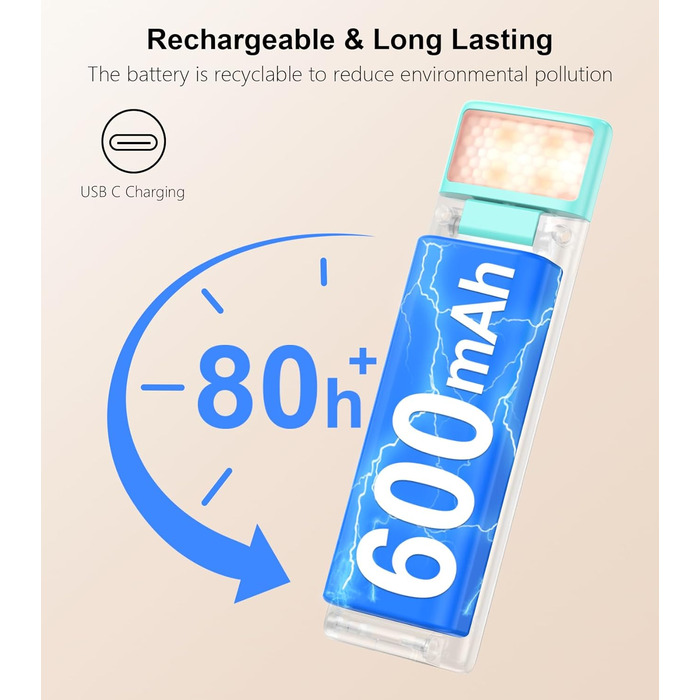 LED лампа для читання Gritin з USB-C, кріплення-прищіпка, регулювання яскравості, 3 режими кольору, для книголюбів, білий (блакитний)