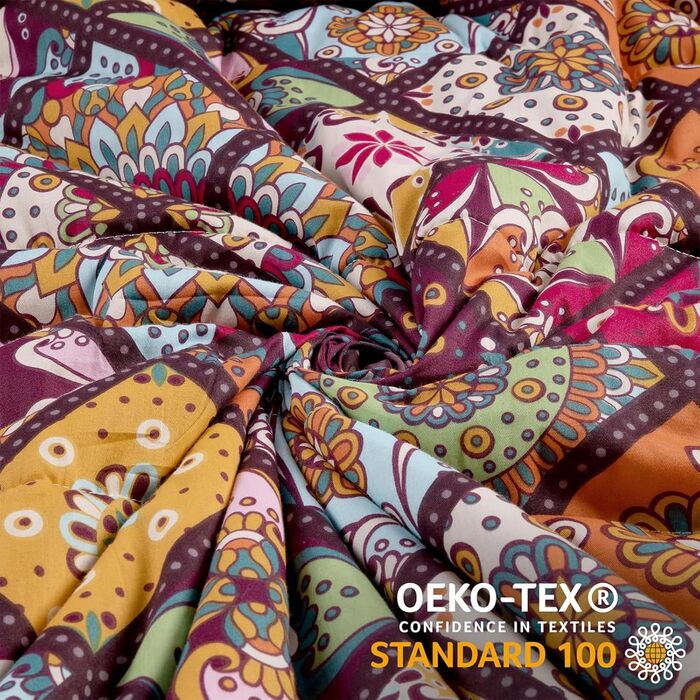 ATsense Bedding 135x200 Cotton, Multicolor Renforcé Bedding Sets ÖkoTex Duvet Cover 135x200 4-Piece, Super Soft, with Zipper 2x Bedding + 2x Pillowcase 80x80 (Bohemian, Paisley) 2x135x200 cm + 2x80x80 cm Multicolor