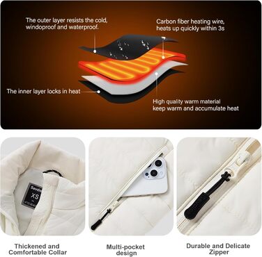 Обогреваемая жилетка Daen с Powerbank 16000mAh 7.4V, Легкая электрическая жилетка для езды на велосипеде и outdoor-работ (L, Белый)