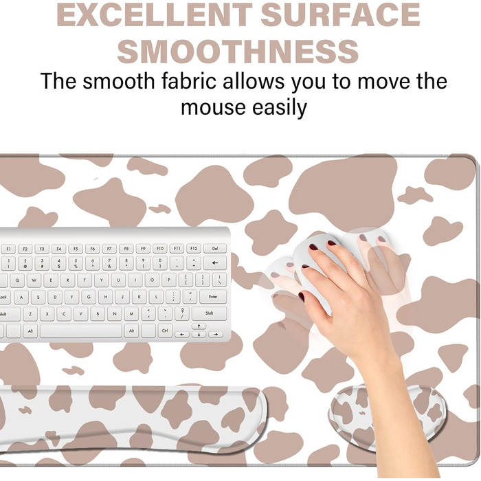 Килимок для миші геймерський 80x40 см 3-в-1 з підставкою для зап'ястя та клавіатури, антиковзаюча основа, стильний дизайн, для дому та офісу (B5-brown)