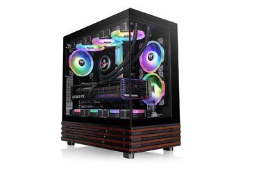 Thermaltake View 270 Plus WS TG ARGB: Корпус ПК Midi-Tower з темперованим склом, деревом, 3 вентилятори ARGB, USB-C, підтримка радіатора 360мм, чорний