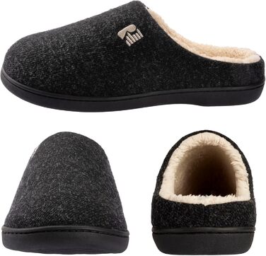 Чоловічі домашні капці RockDove з шерстяною підкладкою та піною Memory Foam, розмір 44-45 EU, чорні