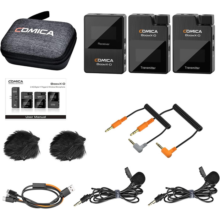 COMICA BoomX-D2: Бездротовий мікрофон для смартфона та ноутбука, USB-C, для блогінгу, подкастів, YouTube