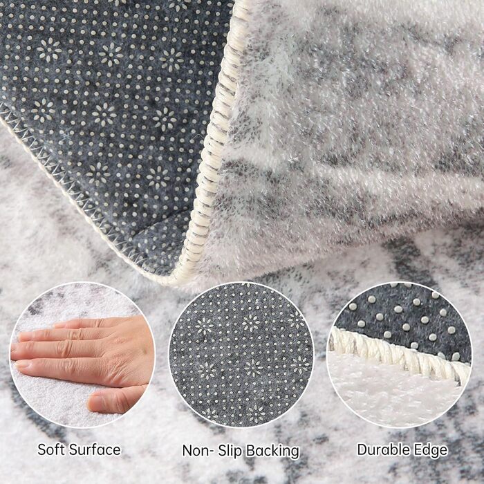 Килим Safunion для вітальні: великий сучасний абстрактний килим з коротким ворсом, м'який килим для спальні (абстрактний, слонова кістка/багатобарвний, 80 x 120 см)