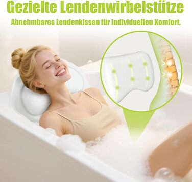 Подушка для ванни Vollkörper для тіла, спини, голови та шиї. Швидковисихаюча біла подушка для ванни – комфортне купання.