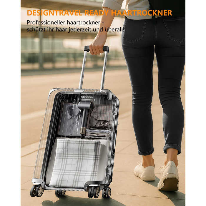 Іонський фен Föhn 200 мільйонів іонів, швидкий сушар для волосся 110 000 об/хв, компактний фен для подорожей, дому, салону. 3 температурні режими та 2 швидкості, концентрат. Сірий колір