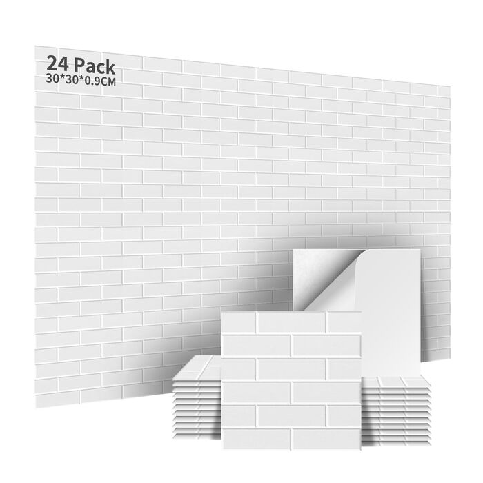 Самоклеючі акустичні панелі для стін 30x30x0.9 см, шумопоглинаючі плити для звукозапису, геймінгу та студії (24 шт, білі)