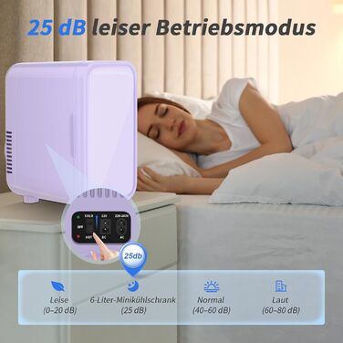 YASHE Mini Fridge - 6 Liter / 8 Can Portable Cooler - Thermoelectric Cooler for Bedroom, Skincare, Drinks, Office, Dorm & Car (Purple)