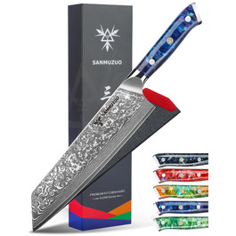 Ніж Kiritsuke Damastmesser 22 см, серія Xuan, сталь VG10 Дамаск, ручка з полімеру (сапфірово-синій)