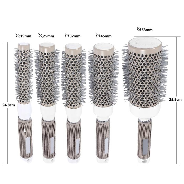 Набір для укладки волосся Haar-Rundbürste: щітка для об'єму, керамічна щітка з щетиною кабана, антистатична, для створення локонів та випрямлення волосся (сіра)