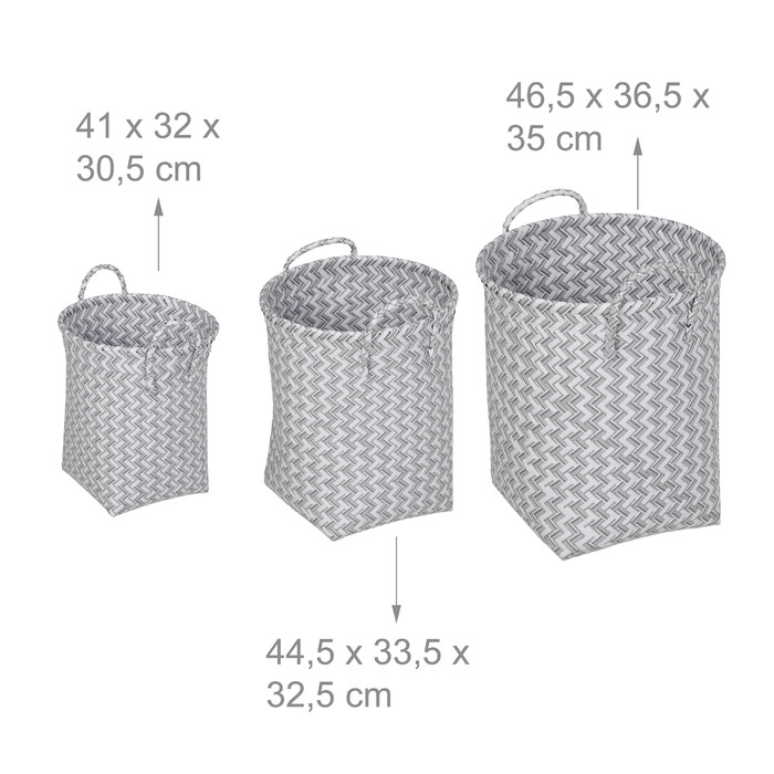 Relaxdays Woven Laundry Basket 3-Piece Set