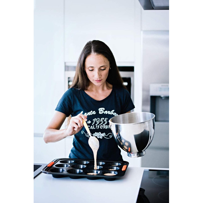 Форма для мадлен Le Creuset, антипригарна, на 12 шт., стійка до закваски, вуглецева сталь, антрацит/помаранчева