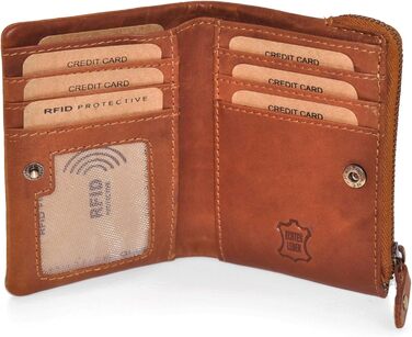 Benthill Small Wallet - Genuine Leather - Women's Wallet with RFID Protection - 6 Card Slots - Slim Wallet including Gift Box, Color: Brown