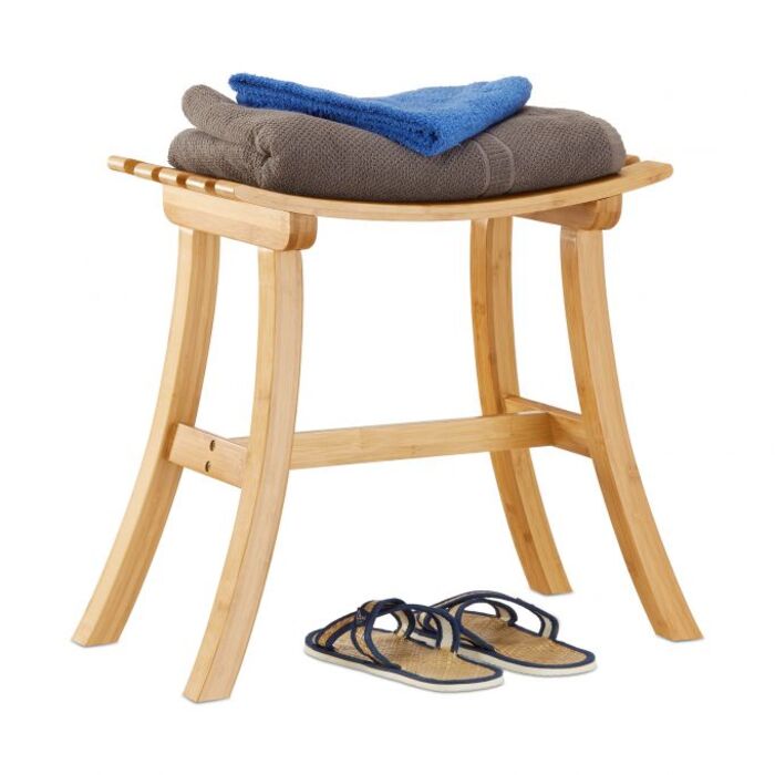 Relaxdays Curved Bamboo Stool