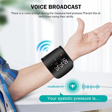 Автоматичний тонометр на зап'ясті з LCD-дисплеєм, регульована манжета, пам'ять на 99 вимірювань