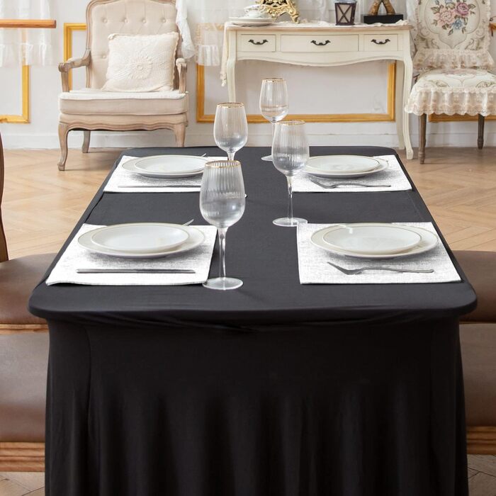 Rinpon Cloth Placemats Set of 8, Linen-Look Fabric Placemats - Machine Washable, Heat Resistant, Wrinkle-Free, Thick Polyester Kitchen Place Mats for Dining Table (White)