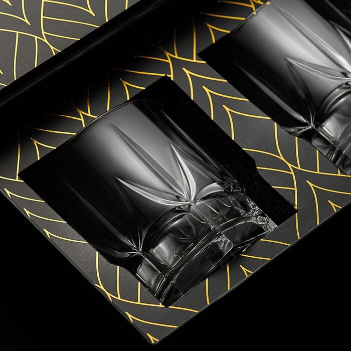 Склянки для віскі Crystal Imperial з екологічного скла, набір 2 шт (355 мл) – ідеально для скотчу, бурбону та коктейлям Old Fashioned. Подарункова коробка з золотим декором.