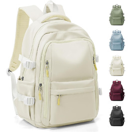 Шкільний рюкзак HYC00 для дівчаток та хлопчиків-підлітків, рюкзак для жінок, casual, для подорожей, 14-дюймовий рюкзак для ноутбука, водонепроникний, для школи, коледжу, M4-зелений (M2-бежевий)