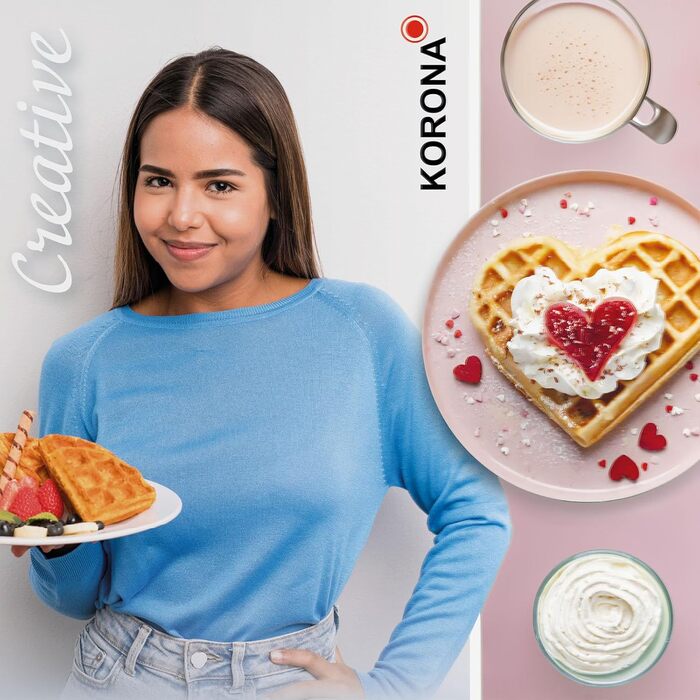 Вафельниця Korona Party 41007 Standard | Вафлі для вечірок | 1000 Вт, діаметр 18 см | Автоматичне регулювання температури, червона