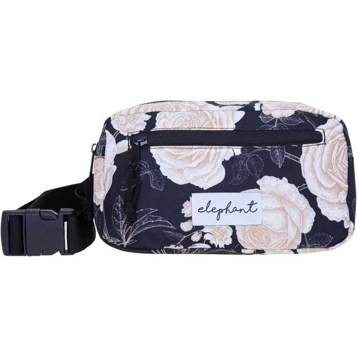 Сумка на пояс (фенні-пак) для жінок та чоловіків, велика, чорна з квітковим принтом, 13021