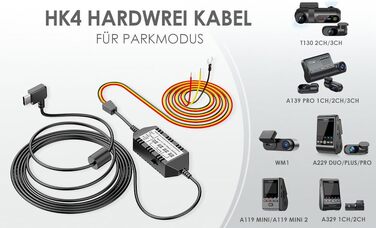 Кабель живлення VIOFO HK4 Hardwire Kit для відеореєстраторів A329, A119M, A229 (Type-C) з режимом паркування та захистом від розрядження акумулятора