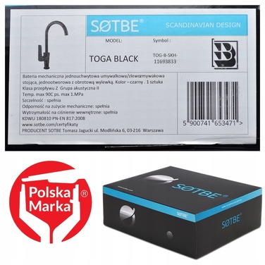 Змішувач для кухні стійкий Sotbe TOGA, чорний