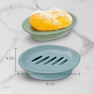 Набір з 3 мисок для мила з піддоном, мильниця, легке очищення, запобігає розмоканню мила для душу, ванної кімнати, кухні, білий, синій, зелений