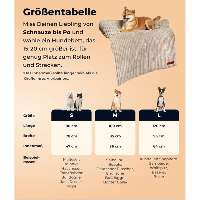 Диванчик для собак Belune Hundecouch Deluxe - миючий, бежевий, L (120x95 см)