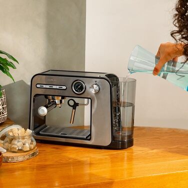 Кавоварка Cecotec Power Espresso 20 Square Pro, 1450 Вт, 20 бар, з ThermoBlock, парогенератором, знімним баком 1 л, підігрівом чашок, для еспресо
