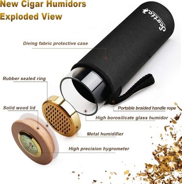 Вишуканий тютюнець для сигар Scotte Humidor, подарункова коробка для 5 сигар, футляр для подорожей