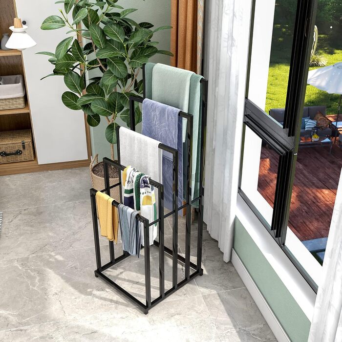 Сумка-організатор для рушників JURMERRY - підставка для рушників на 5 ярусів, чорна, аксесуари для ванної кімнати